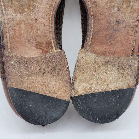 Peter Huber Mens Brown Leather Woven Cap Toe Derbys Size US 10 M Made In Spain - Picture 12 of 16